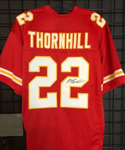 lot 1018 image: Signed Juan Thornhill #22 Kansas City Chiefs Custom Football Jersey wJames Spence Authentication WITNESS