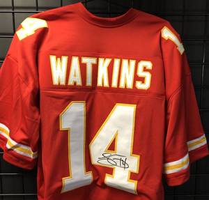 lot 1005 image: Signed Sammy Watkins #14 Kansas City Chiefs Custom Football Jersey wJames Spence Authentication WITNESS