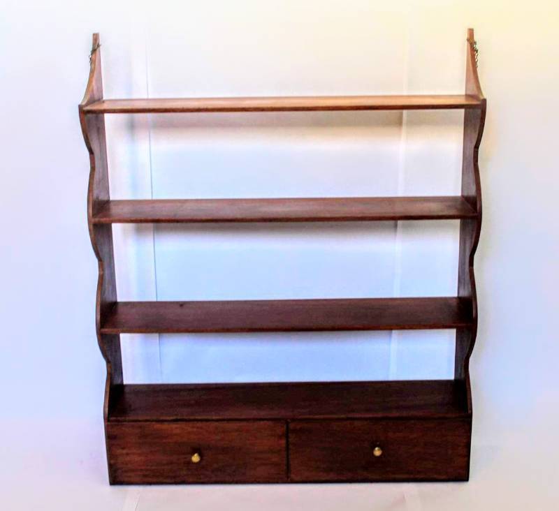 lot 2009 image: Vintage Wooden Shelving With 2 Drawers