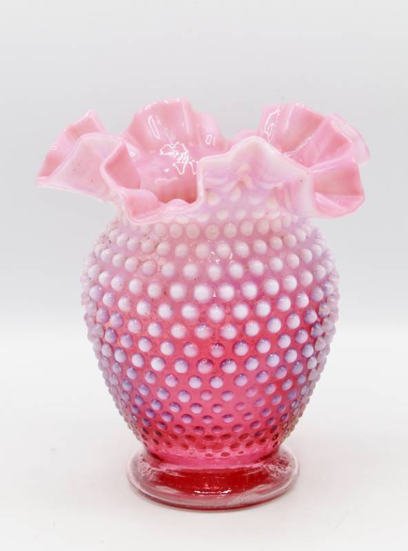 lot 2143 image: Fenton Hobnail Pink Art Glass Vase