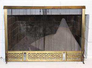lot 2333 image: Brass Fireplace Screen 44 w x 31 t