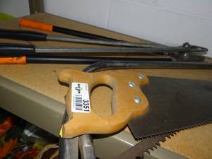 lot 3351 image: 2 hand saws and 2 Garden Shears