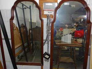 lot 3380 image: Two Dark Wood Dresser Mirrors Dresser Not Included 