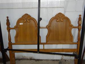 lot 3381 image: Light Colored Wood Headboard  Twin Size