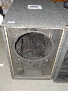 lot 3394 image: Large Concert Speaker Box On Wheels  There is no Speaker, Box Only