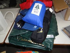 lot 3411 image: Camping Lot, Sleeping Bag, Flight Light, Camp Pillow.... Ect