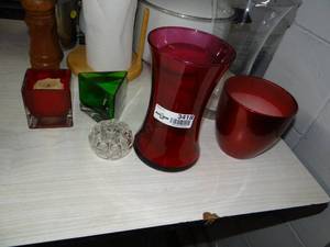lot 3418 image: Glass Vases Candle Holders
