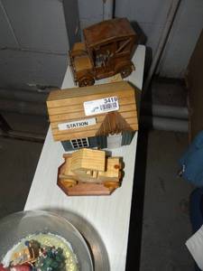 lot 3419 image: Wooden Cars and Wooden Mail Station Decor2 Are Music Boxes