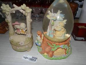 lot 3420 image: 2 Music Boxes, 1 Easter Themed and 1 Children on Swing