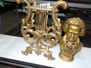 lot 3431 image: Beethoven Bust and Harp Decoration