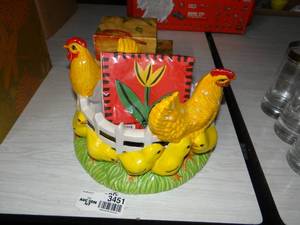lot 3451 image: Porcelain Chicken Bowl and Apple Themed Boxes