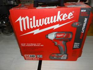 lot 3463 image: M18 FUEL SURGE 18-Volt Lithium-Ion Brushless Cordless 14 in. Hex Impact Driver Compact Kit w(2) 2.0Ah Batteries, Case
