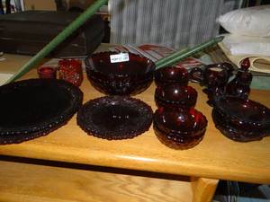 lot 3539 image: Red Depression Glass