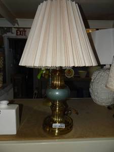 lot 3545 image: Brass and Blue table lamp