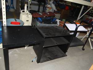 lot 3548 image: Wooden Side table , tv stand and Cart