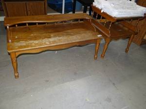 lot 3573 image: Wooden Coffee Table and Side Table