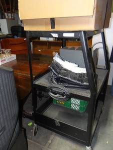 lot 3638 image: Metal Media Cart w Contents
