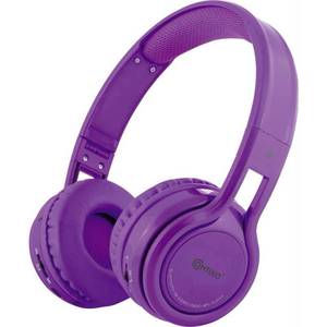 lot 29065 image: Contixo Kid Safe 85db Over the Ear Foldable Wireless Bluetooth Headphone w Volume Limiter, Built-in Micro Phone, Micro SD card Music Player, FM Stereo Radio, Audio Input & Output (Purple)