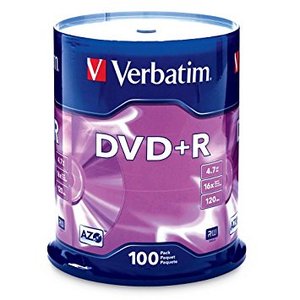 lot 29188 image: Verbatim DVDR (4.7 GB) (16X) Branded Surface (Pk100Spindle) 95098
