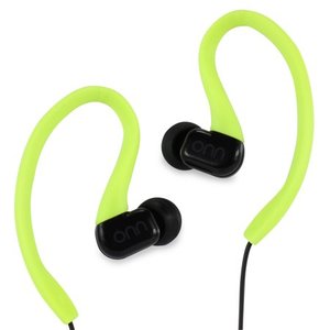 lot 29213 image: ONN Water-Resistant Sport Earbud Headphones, GreenBlack
