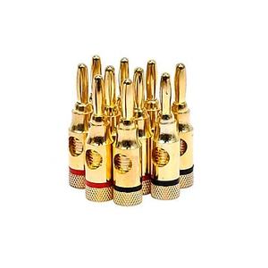 lot 29218 image: Monoprice 109437 High-Quality brass Speaker Banana Plugs - 5-Pair, Open Screw Type