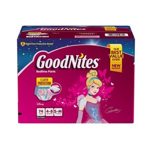 lot 27994 image: GoodNites Bedtime Underwear for Girls, Size 4-8, 74 Ct