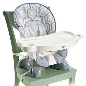 lot 28245 image: Fisher-Price Baby Geometric Print Hook-On High Chair Light GrayWhiteMeadow Green, Gray Green White
