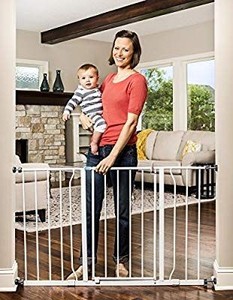 lot 29514 image: Regalo Easy Open 47-Inch Super Wide Walk Thru Baby Gate, Bonus Kit, Includes 4-Inch and 12-Inch Extension Kit, 4 Pack Pressure Mount Kit and 4 Wall Cups and Mounting Kit