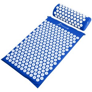 lot 29527 image: ProSource Acupressure Mat and Pillow Set for BackNeck Pain Relief and Muscle Relaxation, Blue