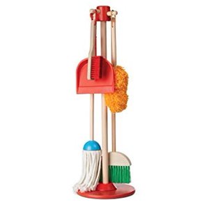 lot 29542 image: Melissa & Doug, Let��s Play House Dust Sweep Mop Pretend Play Set (6 Pieces, Broom, Mop, Duster, and Organizing Stand, Great Gift for Girls and Boys - Best for 3, 4, 5, and 6 Year Olds)
