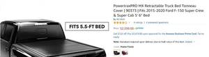 lot 102 image: PowertraxPRO MX Retractable Truck Bed Tonneau Cover  90373  fits F-150 Super Crew & Super Cab 5.5 Bed (15-18) Retail $2599.99