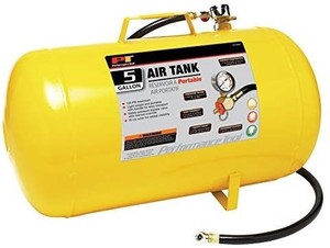 lot 29544 image: Perfomance Tool W10005 Hi-viz 5 Gallon Horizontal Portable Air Tank with Tire Air Chuck