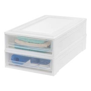 lot 29545 image: IRIS USA, Inc. BC-UB Under Bed Box Chest Drawer, White, 2 Pack, 27 Quart