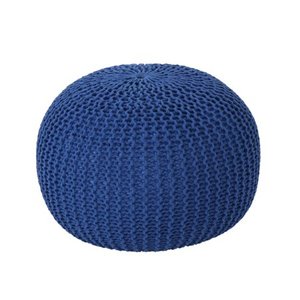 lot 29547 image: Christopher Knight Home Belle Knitted Cotton Pouf, Navy