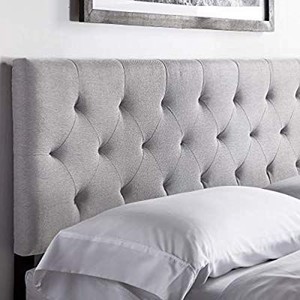 lot 29557 image: LUCID Mid-Rise Upholstered Headboard - Adjustable Height from 34�� to 46��, Full, Charcoal