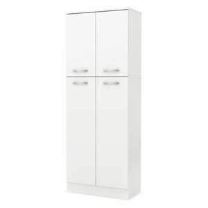 lot 29582 image: South Shore, Pure White 4-Door Storage Pantry with Adjustable Shelves