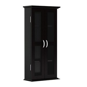lot 29583 image: Ryan Rove Kirkwell 41�� Wood Bookcase Multimedia Organizer Shelf DVD Media Storage Tower with Doors in Black