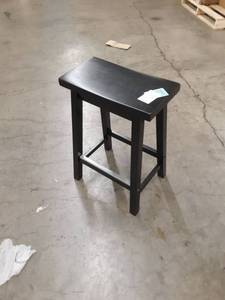 lot 29594 image: AmazonBasic Classic Solid Wood Saddle Seat Kitchen Counter Stool With Foot Plate 24 Inches Black