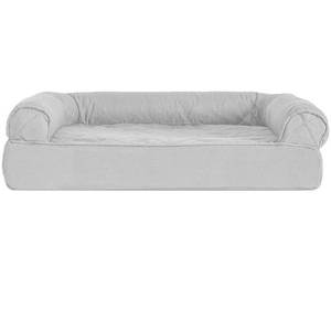 lot 29595 image: Furhaven Pet Dog Bed  Orthopedic Quilted Traditional Sofa-Style Living Room Couch Pet Bed w Removable Cover for Dogs & Cats, Silver Gray, Medium