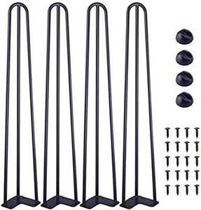 lot 29600 image: Industrial By Design - 34�� Hairpin Table Legs - (Satin Black) Elegant Mid Century Modern - Three Rod Design - Premium Heavy Duty Build - Easy DIY Installation - Set of 4