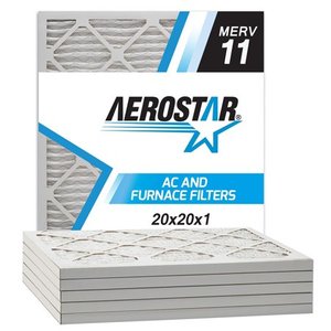 lot 29618 image: Aerostar 20x20x1 MERV 11 Pleated Air Filter, Made in the USA, 6-Pack