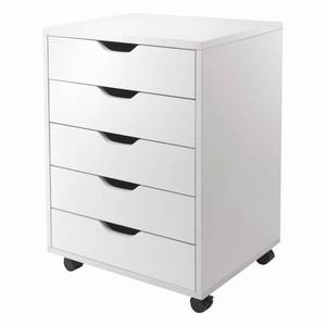 lot 29621 image: Halifax 5 Drawer Cabinet with Casters White - Winsome