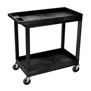 lot 29633 image: Luxor 32 x 18 Tub Storage Cart 2 Shelves - Black, (EC11-B)