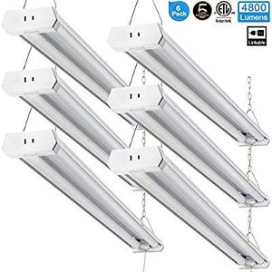 lot 29638 image: Linkable LED Shop Light for Garage, 42W 5000lm 4FT, 6000-6500K Daylight White, with Pull Chain (ONOff) cETLus Listed, 5-Year-Warranty, 6000K (1PK)