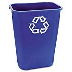 lot 29650 image: Rubbermaid Commercial Products Fg295773Blue Plastic Resin Deskside Recycling Can, 10 Gallon41 Quart, Blue Recycling Symbol