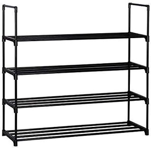 lot 29653 image: Homebi 4-Tier Shoe Rack Metal Shoe Tower 20-Pair Shoe Storage Organizer Unit Entryway Shelf Stackable Cabinet with 4 Tiers Durable Metal Shelves,35.6 W x 12.0 D x 33.27 H (Black)