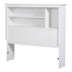 lot 29665 image: South Shore Vito Bookcase Headboard with Storage, Twin 39-inch, Pure White