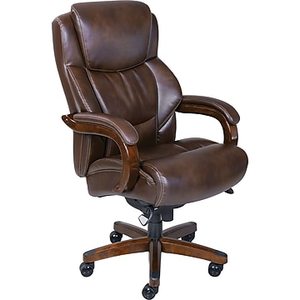lot 29678 image: La-Z-Boy Delano Big & Tall Executive Bonded Leather Office Chair - Chestnut (Brown)