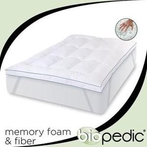 lot 29682 image: BioPEDIC Memory Plus Deluxe Memory Foam and Fiber Bed Topper with Anchor Bands