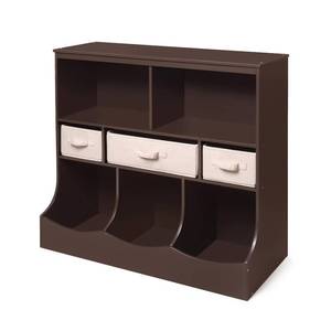 lot 29687 image: Badger Basket Combo Bin Storage Unit with Three Baskets Espresso Brown, Adult Unisex